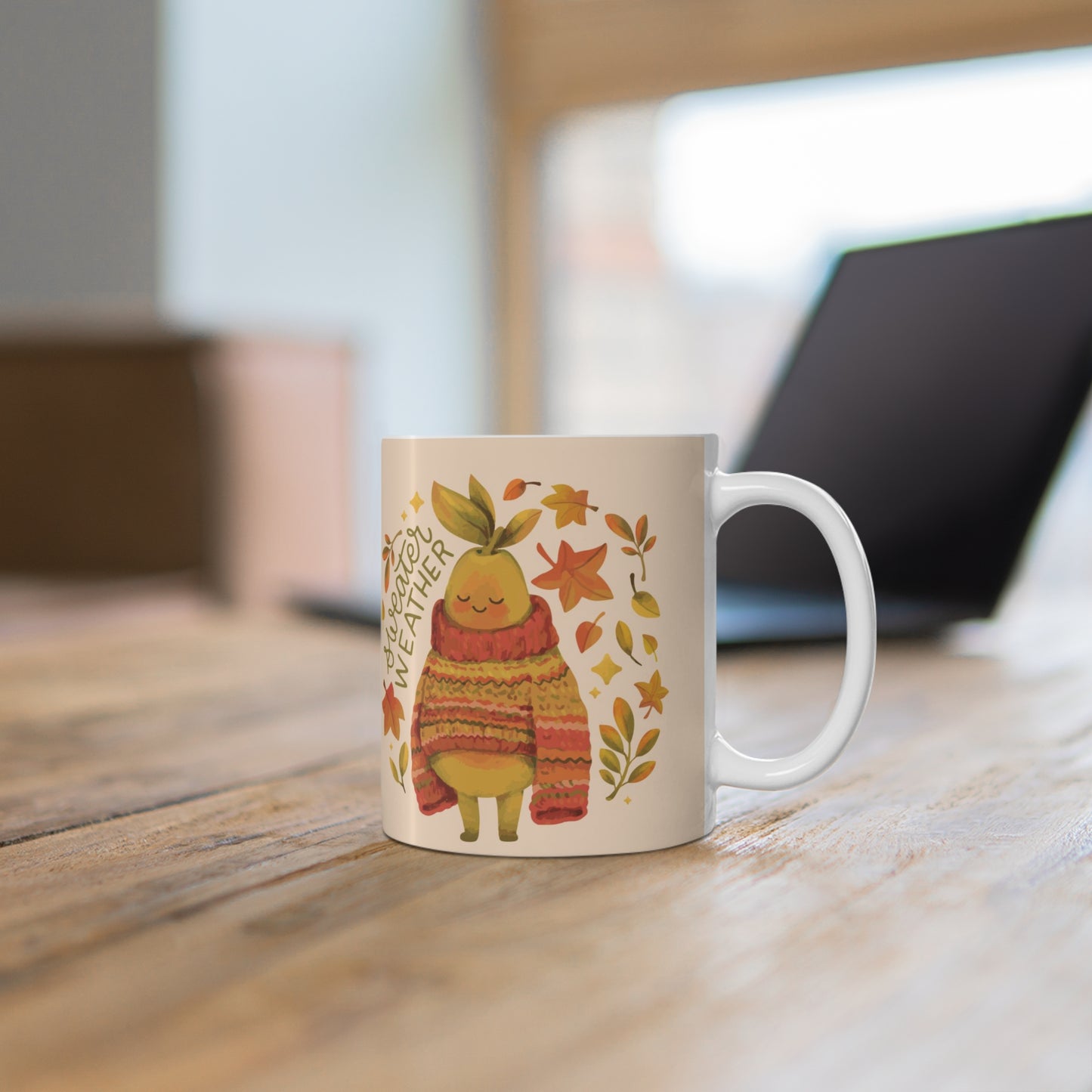 Cozy Autumn Pear Mug — 11oz Ceramic Coffee & Tea Cup