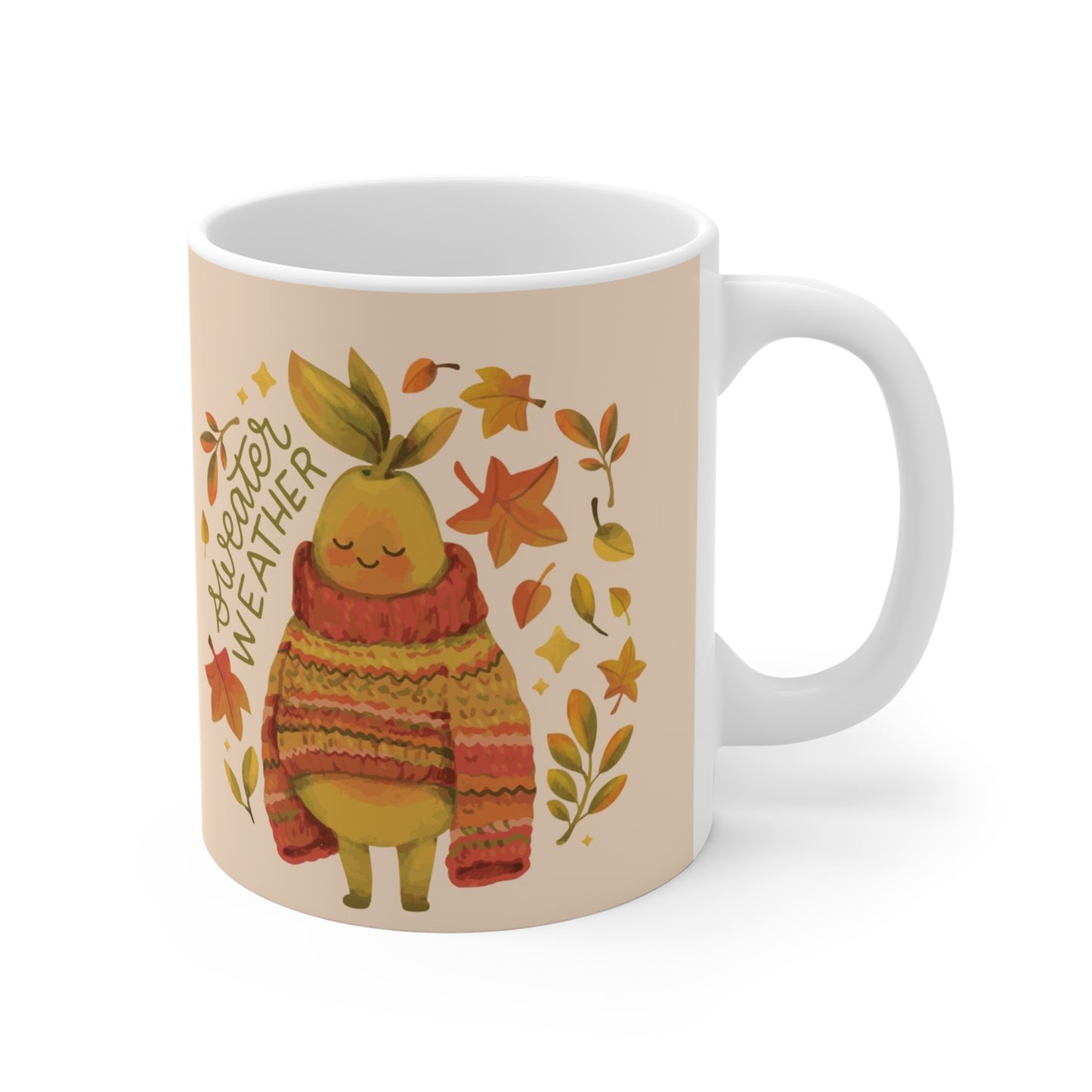 Cozy Autumn Pear Mug — 11oz Ceramic Coffee & Tea Cup