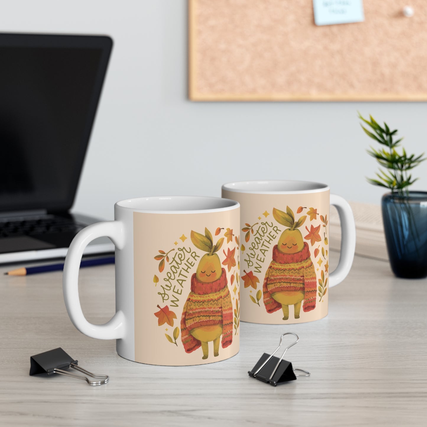Cozy Autumn Pear Mug — 11oz Ceramic Coffee & Tea Cup