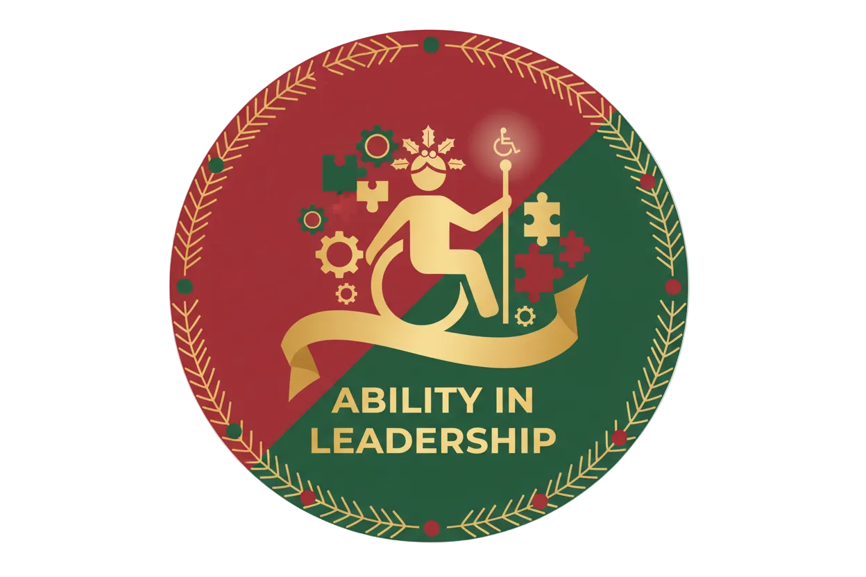 Disability-led statement designs icon in Christmas colours 
